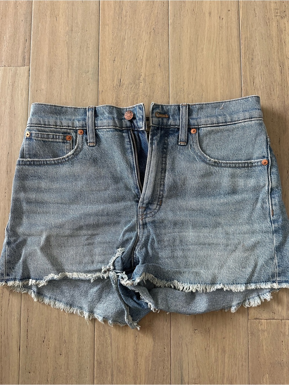 Madewell Light Blue Distressed Denim Cutoff Shorts